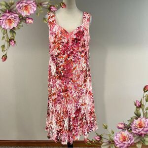 Floral Pink Sleeveless midi Dress size 12